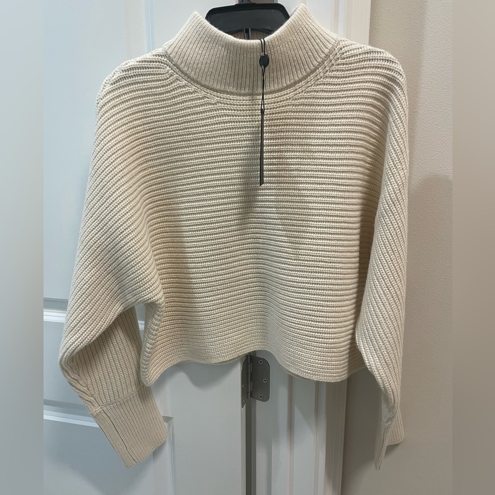 Gianni Bini Chunky Knit Crochet Cream Sweater Cropped Oversized Size large